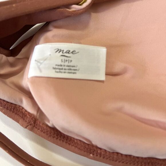 Mae Shimmery Sparkle Bikini Swim Top S Clay- Mauve Color - Picture 7 of 7